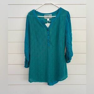 Nick & Mo Turquoise Textured Blouse